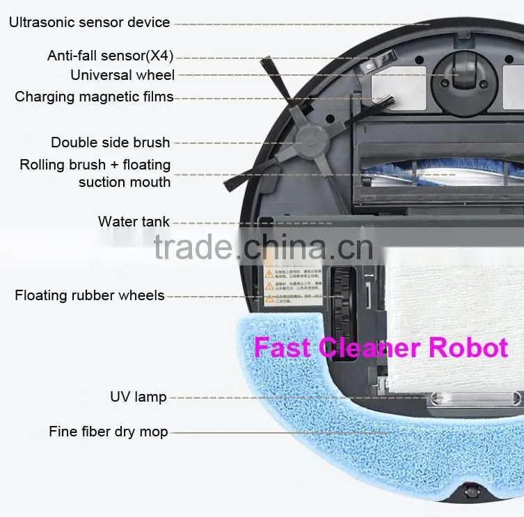 Smartphone app WIFI robot vacum cleaner with 150ML water tank for wet and dry cleaning
