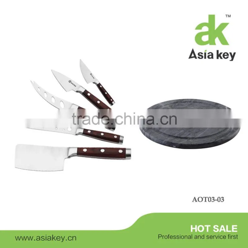 Pizza Cutter Rocker Knife with Stainless Steel Mezzaluna Blade & Wooden Handles;ULU Knife