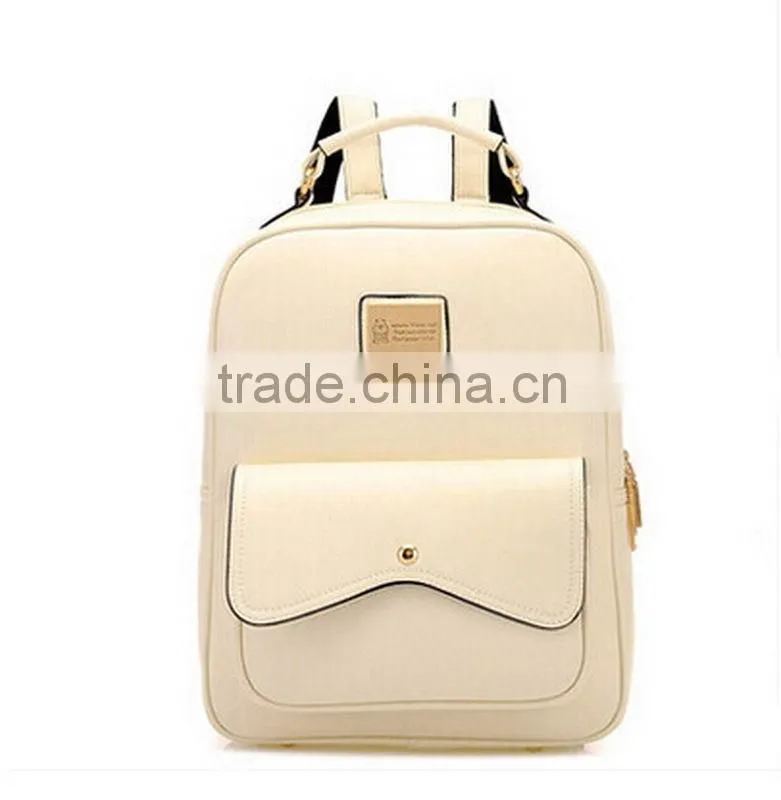 Women Girl Double Leather Shoulder Backpack bag School Bag Satchel Bookbag