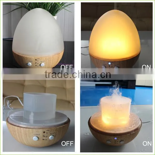 Egg shape glass wholesale aromatherapy humidifier with warm LED light