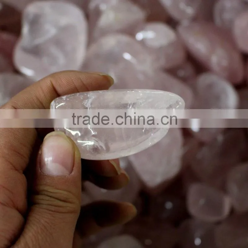 natural polished rose crystal macadam stones