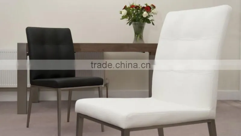 DC-2513 Colorful modern high quality white Leather Dining Chair with Brushed Steel Legs