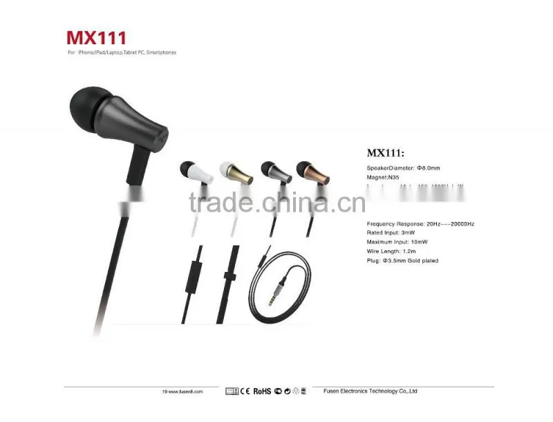 Hot sales OEM competitive factory price earphone custom 3.5mm mono earphone