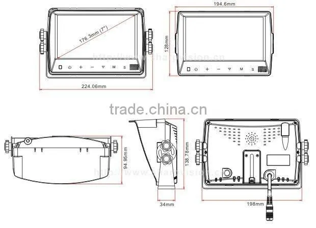 7 Inch Digital Color LCD car Quad monitor