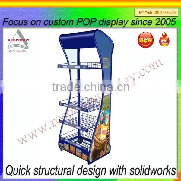 bespoke metal floor display rack for bottles