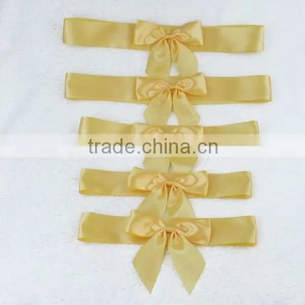 Custom Pre-tied satin ribbon bow with elastic Band for Gift Box