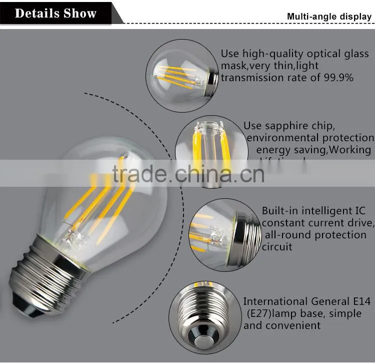 Certificate Approved COB Filament Led Bulb G45