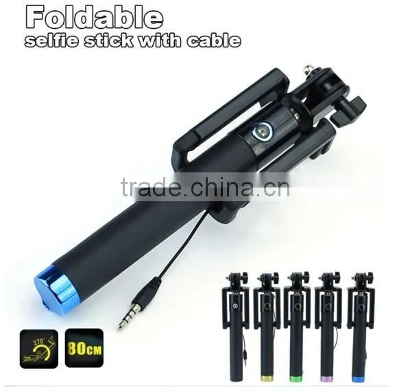Hot selling fashionable multifunctional composite mini monopod foldable selfie stick with wire