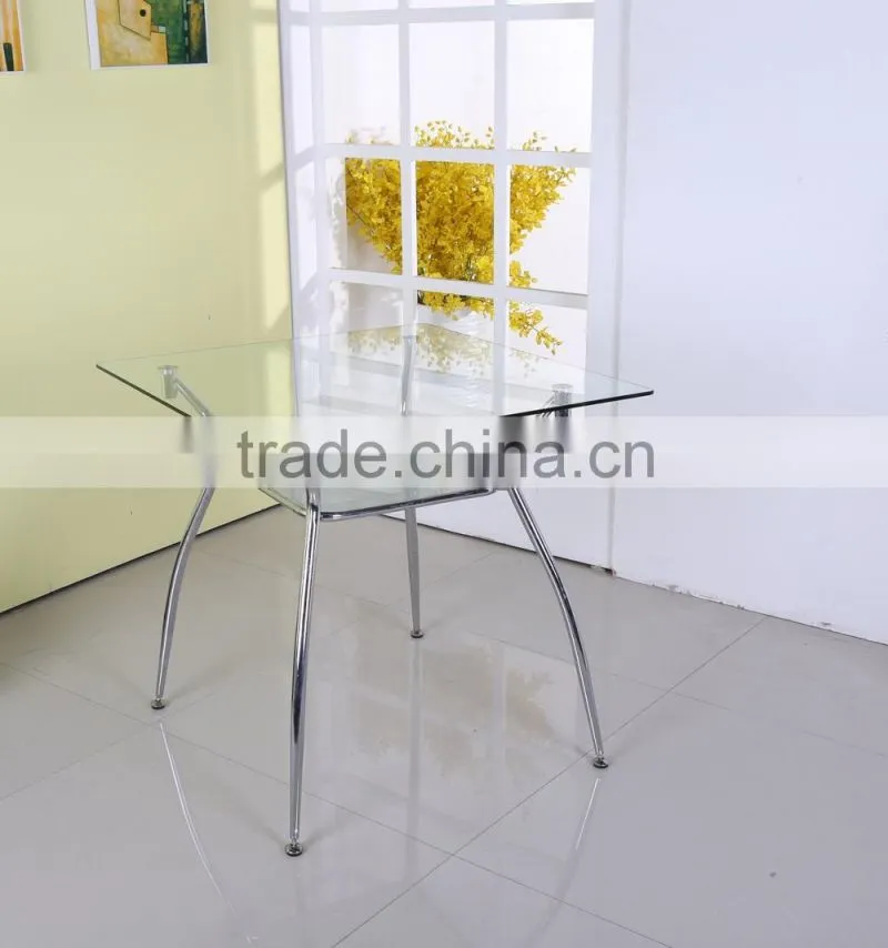 Glass top, metal frame dining table