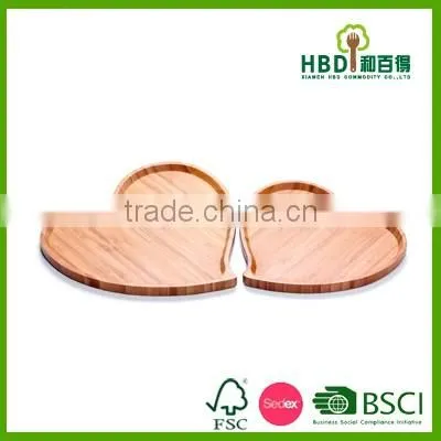 New Design heart shape bamboo Serving Tray, bamboo serving Plate