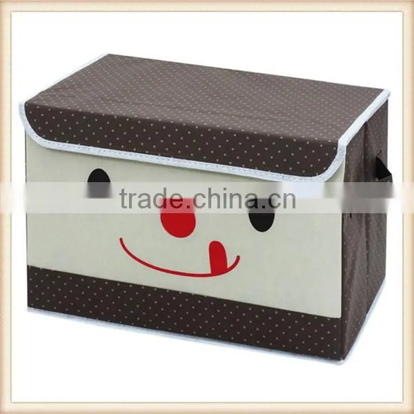 Cute smile face non woven fabric foldable storage box