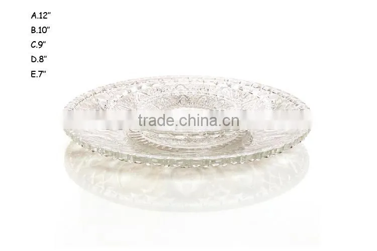 glass dinner plate with heart design for salad