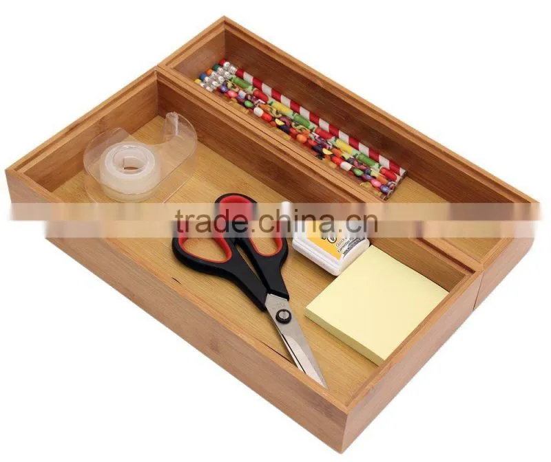 Set of 2 Little Things Bamboo Kitchen Drawer Organizers Modular Drawer Storage