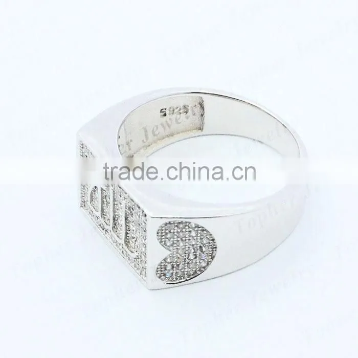 925 Sterling Silver Micro Pave Setting wholesale silver jewelry men rings