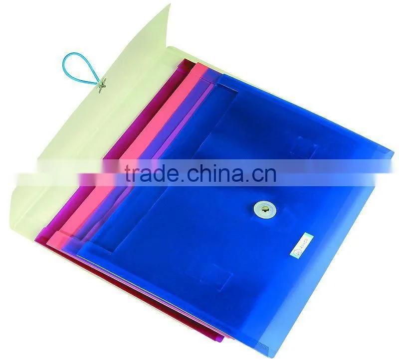 office soft plastic file pocket button PVC file folder