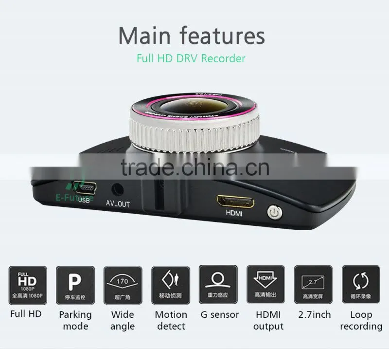 2.7''LCD Front Lens 140 Degrees Back Lens 120 DegreesDvr Car with GPS