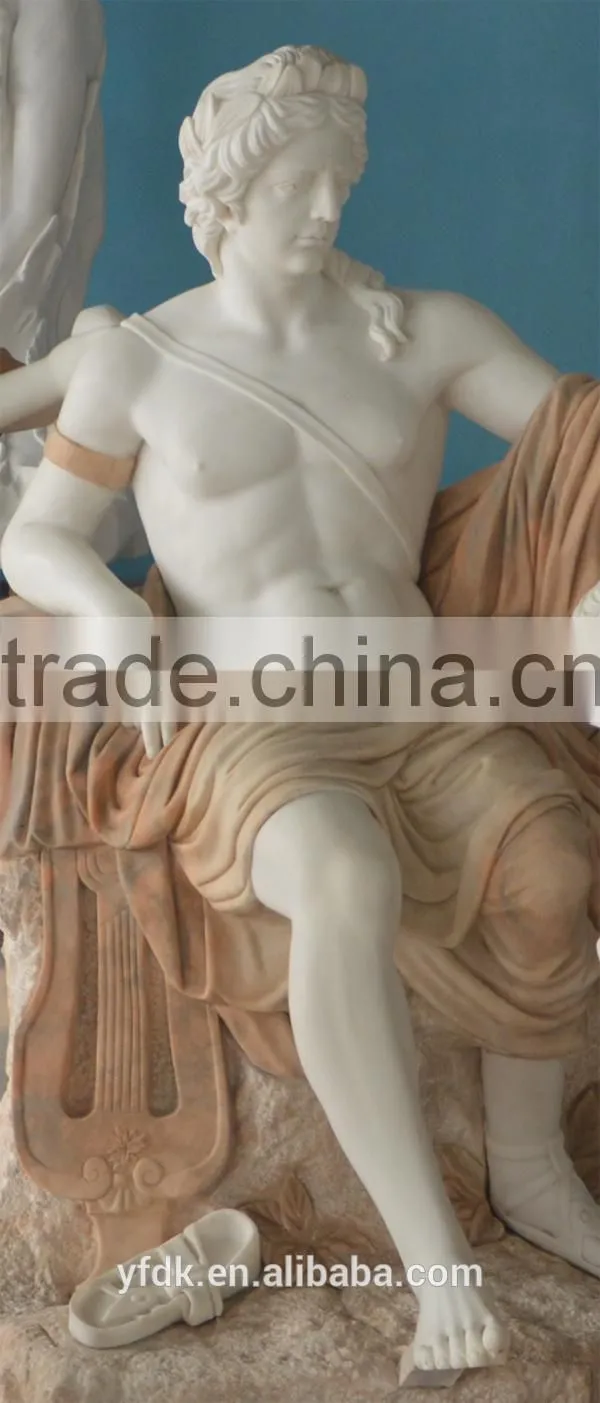 White hand carved Apollo bathing marble statue