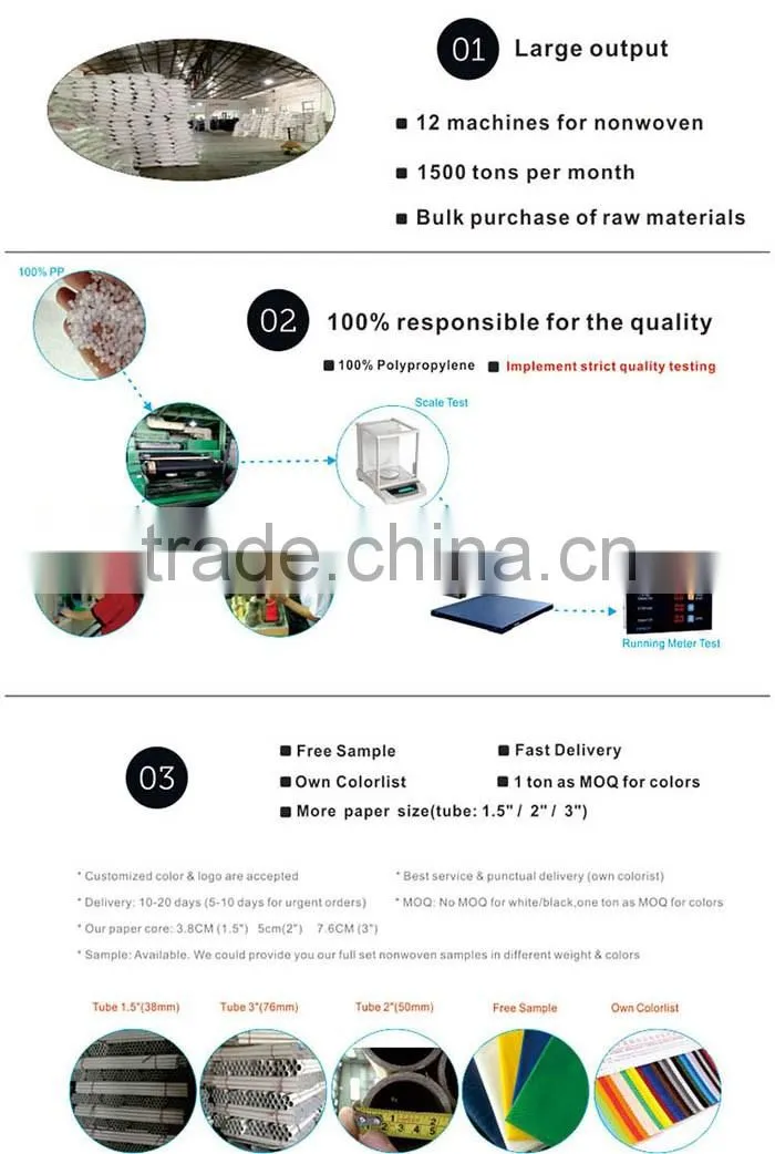 China Manufacturer Supply 100% PP Spunbond Nonwoven