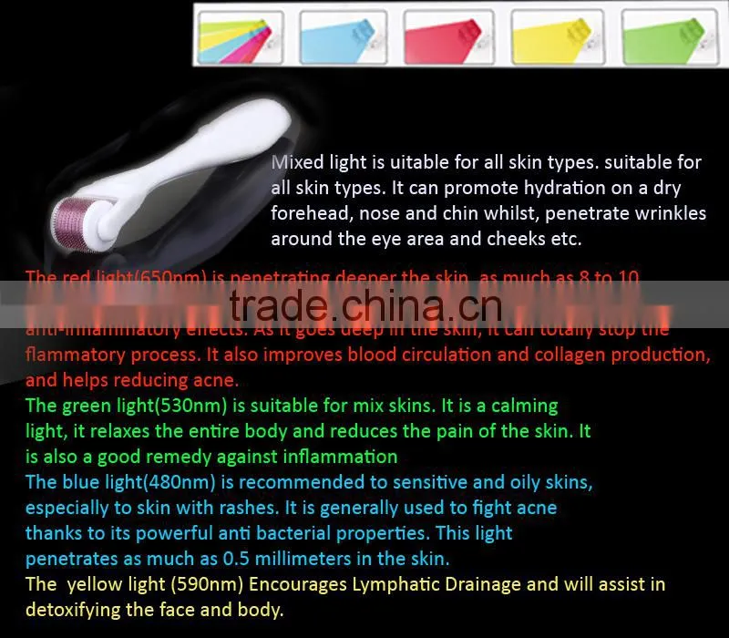 5 in 1 derma roller titanium with Massage+ PDT+ 540 needles derma vib mirco needle derma roller salon home use skin care