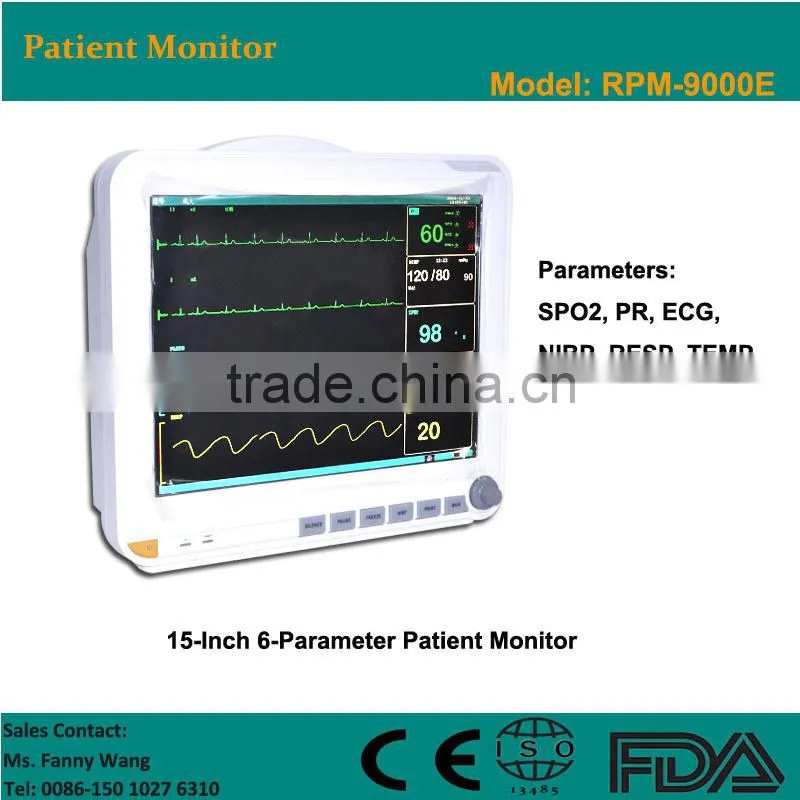 Promotion!!! CE approved15-Inch 6-Parameter Patient Monitor /BP monitor/ECG monitor RPM-9000E