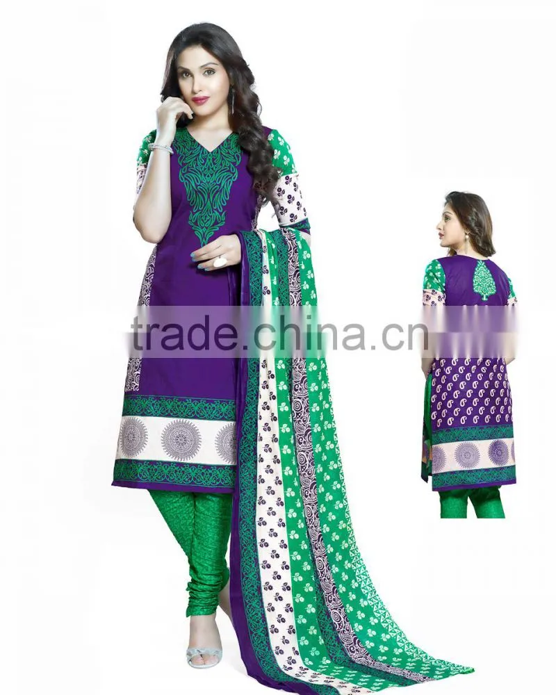 gorgeous purple color printed dress material