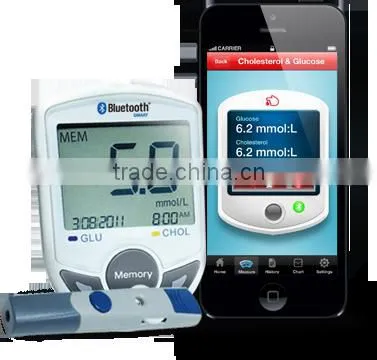 SIFGLUCO-3.1 Wireless Bluetooth Quick Check Blood Glucose Meter, 2 in 1 Blood Glucose / Cholesterol Bluetooth 4.0, Blood Glucose