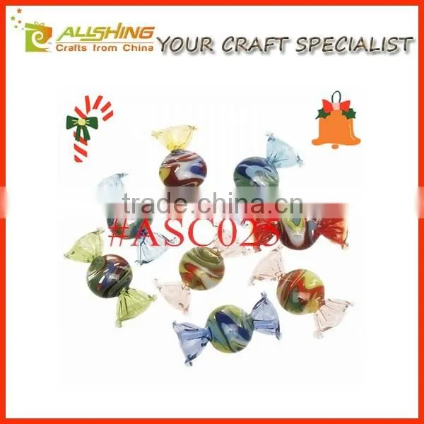 4 Murano Blown Glass Hand Made Christmas Tree Ornaments Hard Candy Shapes