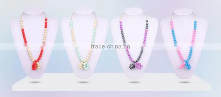 Kean latest design silicone beaded teething necklace for baby chewing