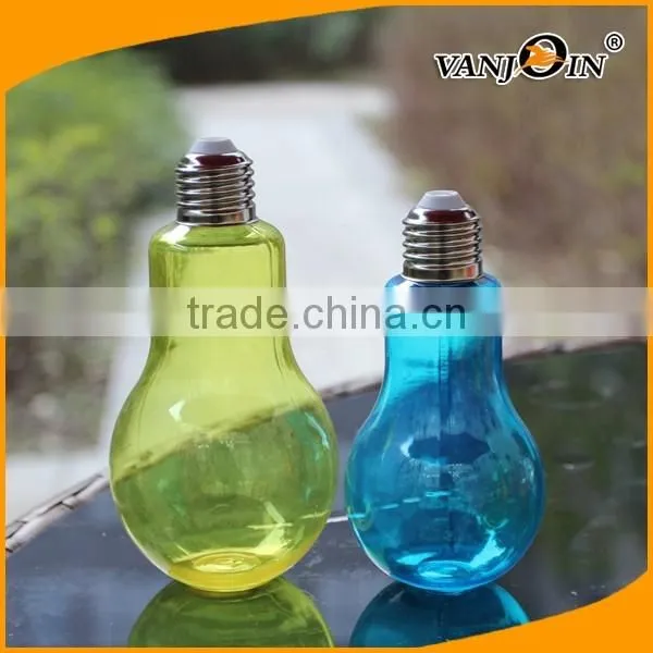 Clear 320ml Bulb Bottles PET Plastic with Different Caps for Beverage Packages