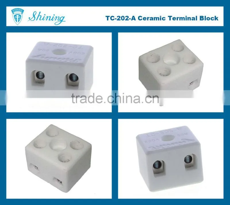 TC-202-A Thermocouple 600V 20A 2 Pin Ceramic Connector Block