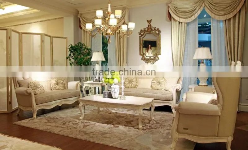 Luxury Classic Golden Antique Full Solid Wood Sofa Set, Wedding Sofa For Bride And Groom(MOQ=1 SET)
