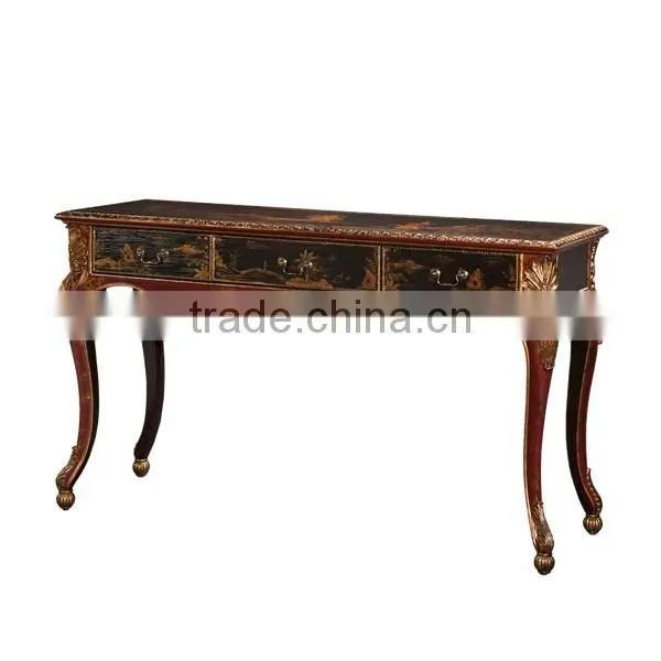 Vintage Living Room Leather Sofas, Exquisite Hand Painting Sectional Sofa Set, Classic Wood Carving Living Rroom Furniture Set