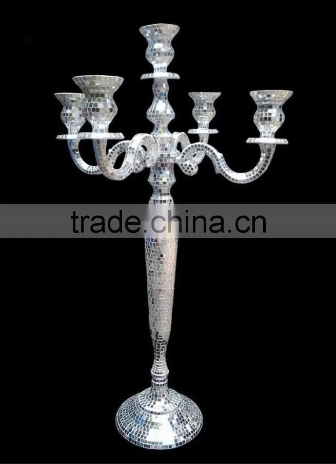 silver mirror mosaic candelabra