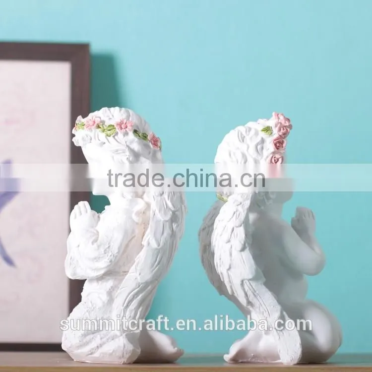 Resin white baby praying angel figurine
