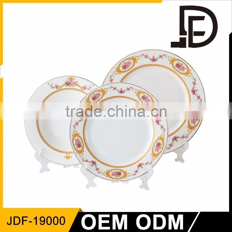 2017 new promotion item ceramic porcelain round rose gold charger plates dinner set