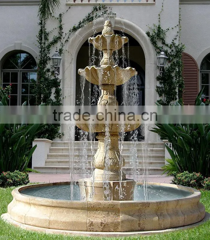 Golden Color Outdoor Stone Water Garden Fountain Tier Water Fountains