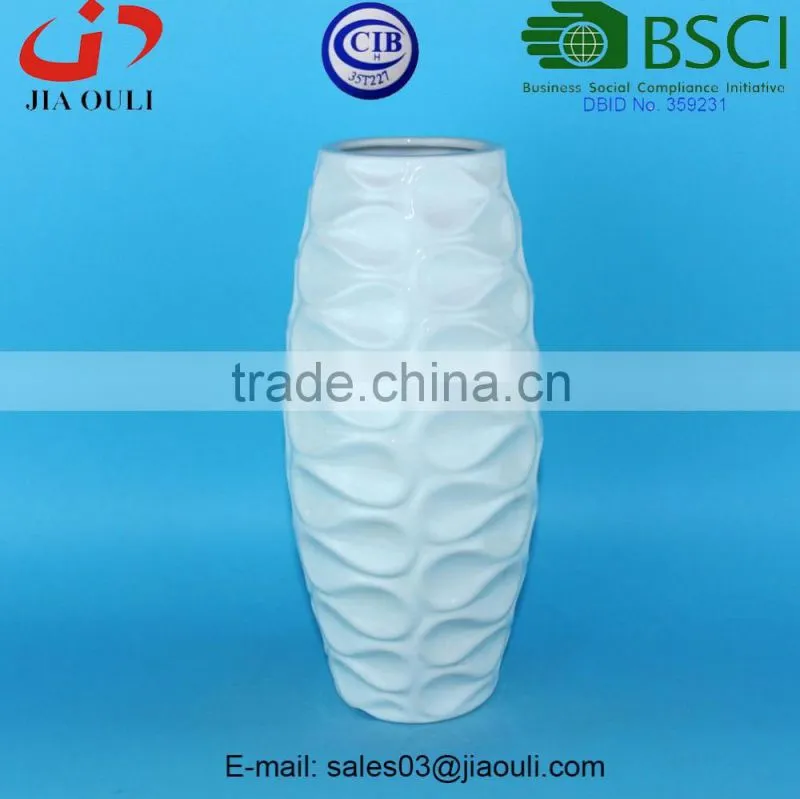 Stylish design Irregular Wave glazed white ceramic Vase, tall vase