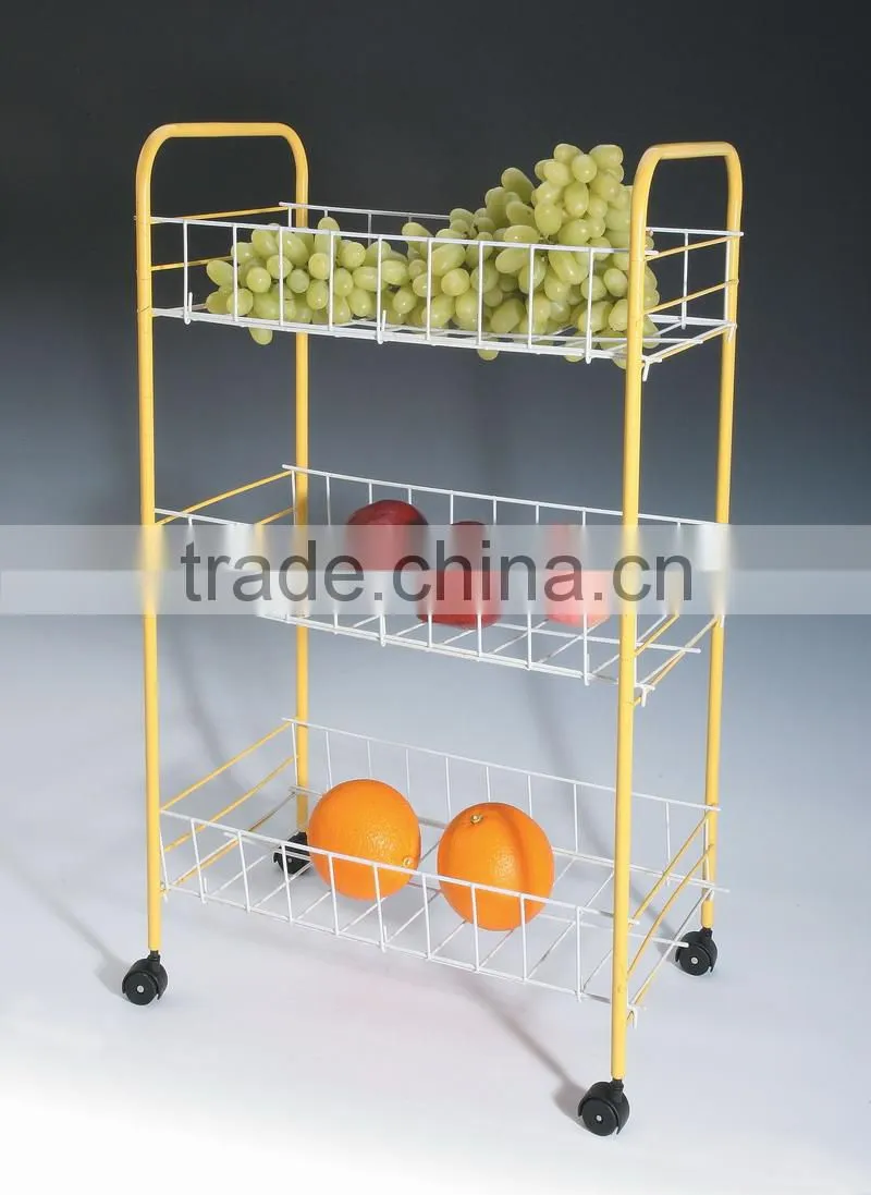 125-41 3-tier Metal Wire Storage Shelf With Wheels Storage Cart