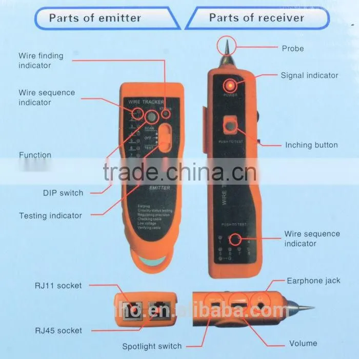 XQ-350 Network LAN Ethernet Phone Telephone Cable Tester Wire Tracker RJ45 RJ11 Finder
