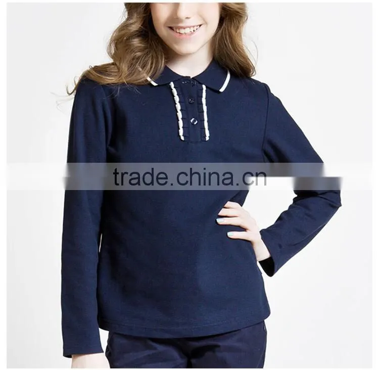 2017 spring selling student girls' long sleeve T-shirt, British solid color college long sleeve T-shirt