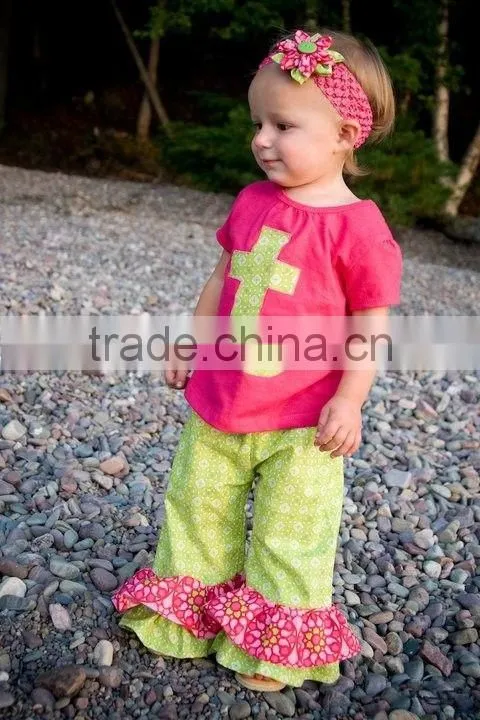 Wholesale Girls Ruffle Pants sets With Printed Ruffle Boutique Clothing