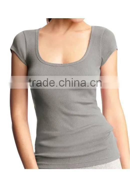 WOMEN'S COTTON DEEP V - NECK T SHIRT