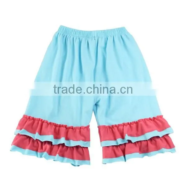 2017 Wholesale Supplier Infant Cotton Summer Ruffle Short Icing Ruffle blue and red Shorts