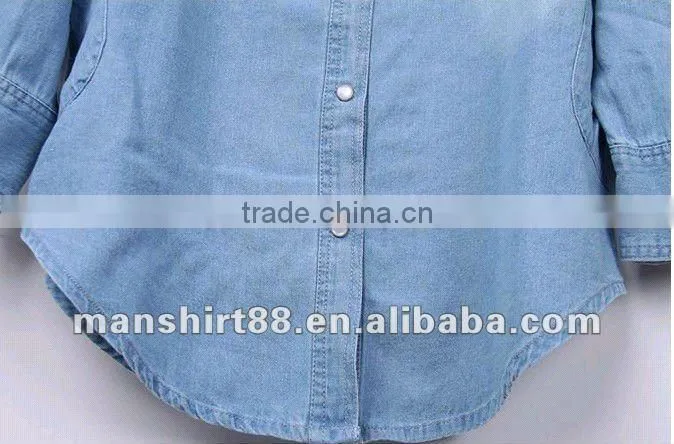 Fashionable European&American style 100%Cotton Light bule Denim/Retro shirt for Women/Ladies S,M,L,XL,XXL