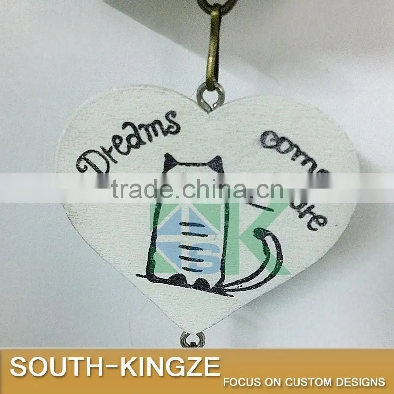 White Wood House Cat Plate Brass Stainless Ringing Bell