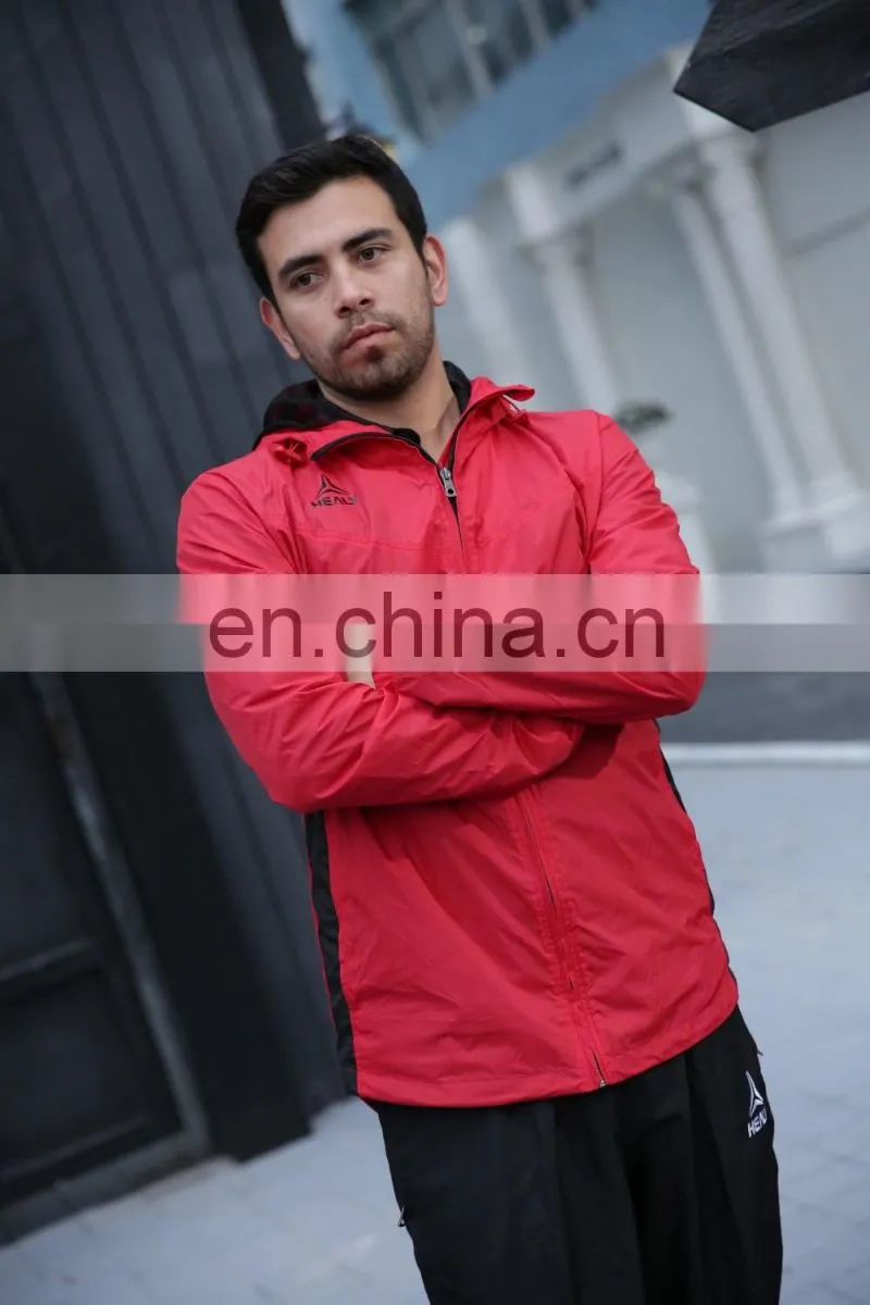 Healy 100% polyester lightweight waterproof hood rain jacket