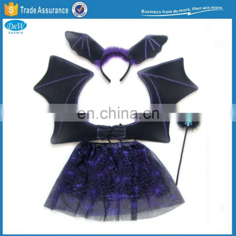 Halloween Bat Dressup Wing Tutu Headband Wand Costume Set