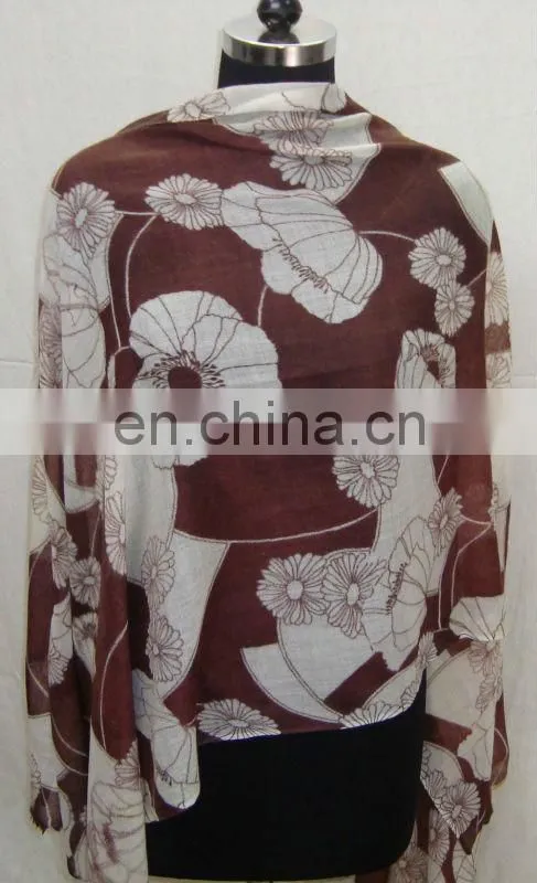 Pashmina Wool ,Silk Pashmina wool printed scarf