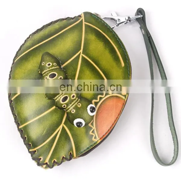 Cute Animal zipper key chain small mini custom squeeze pocket Coin Purse/genuine leather Coin Purse MCP-0006