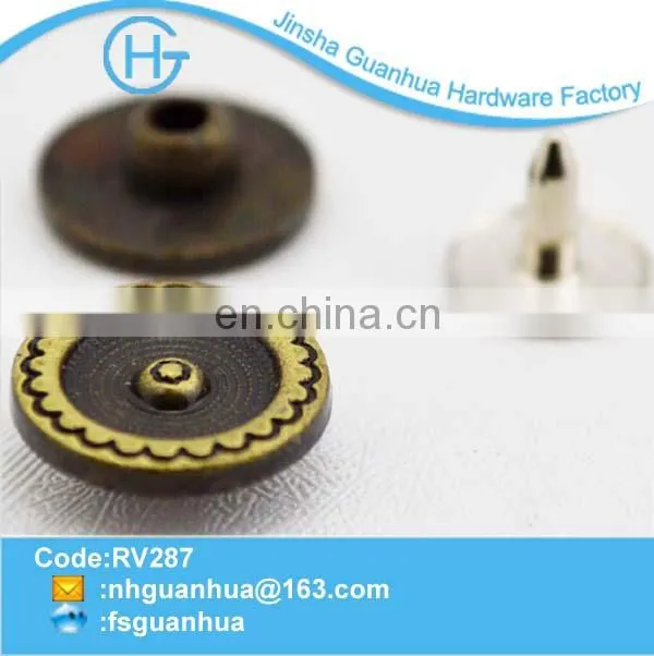 Antique brass rivets round single cap jean rivets